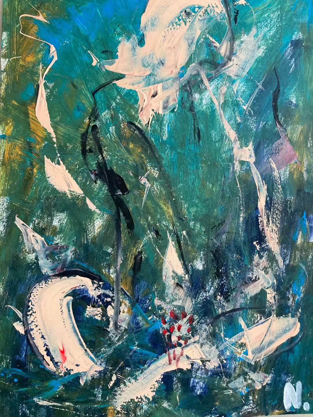 3、38x56cm紙本丙烯《煙》