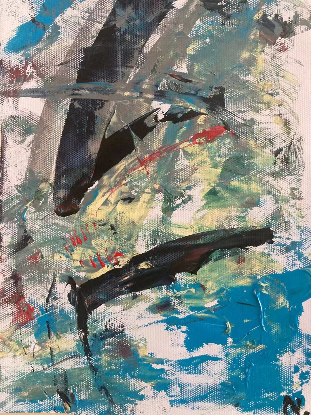 6、38x56cm紙本丙烯《槍》