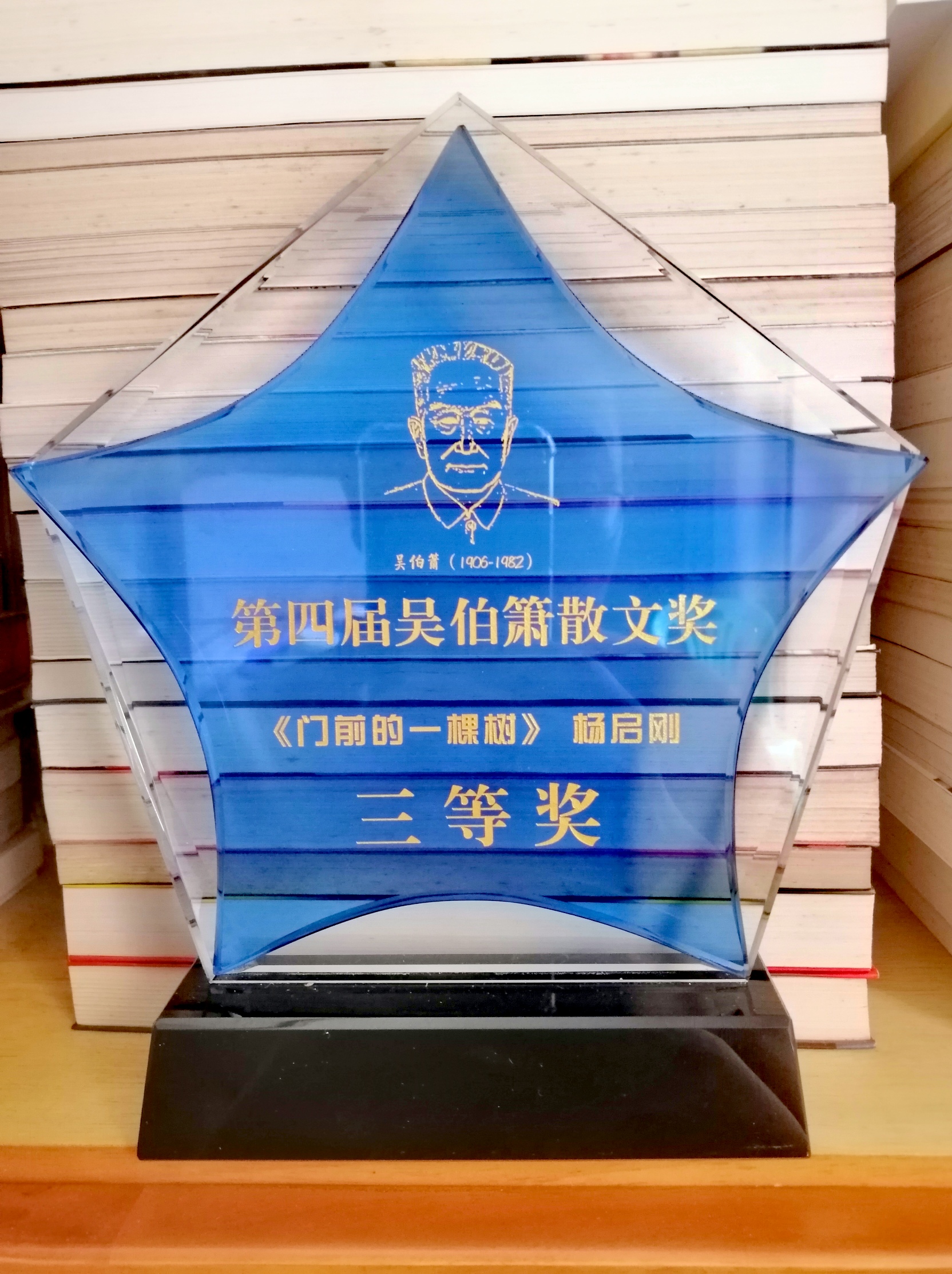 2024年8月，楊啟剛的散文《門前的一棵樹》榮獲“第四屆吳伯簫散文獎”三等獎。